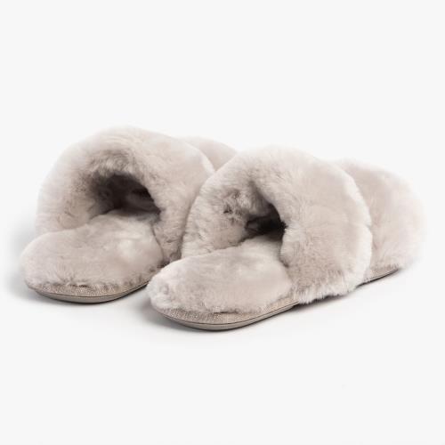 Ladies Poppy Open Toe Sheepskin Slider Dove Extra Image 5